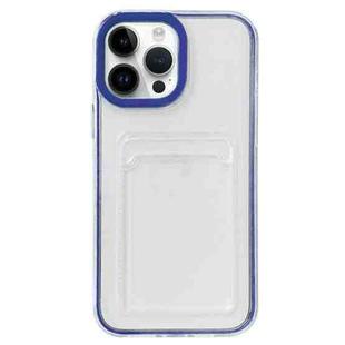 For iPhone 14 Pro 360 Clear PC Hybrid  TPU Phone Case with Card Slot(Royal Blue)