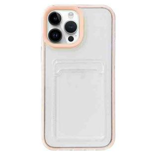 For iPhone 13 Pro Max 360 Clear PC Hybrid  TPU Phone Case with Card Slot(Apricot)