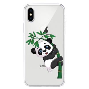 For iPhone XS Max Pattern TPU Protective Case(Panda Climbing Bamboo)