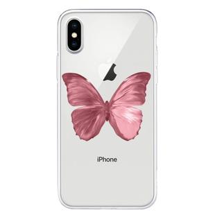 For iPhone X / XS Pattern TPU Protective Case(Red Butterfly)