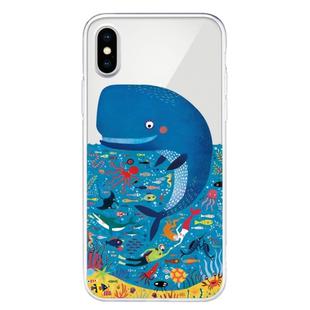 For iPhone X / XS Pattern TPU Protective Case(Whale Seabed)