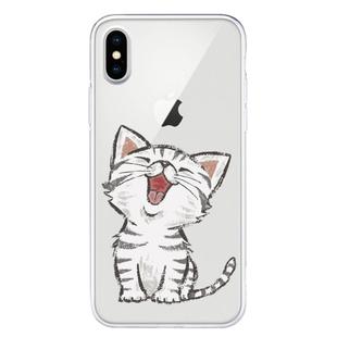 For iPhone X / XS Pattern TPU Protective Case(Laughing Cat)