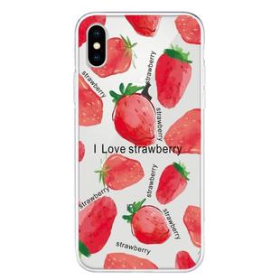 For iPhone X / XS Pattern TPU Protective Case(Love Strawberry)