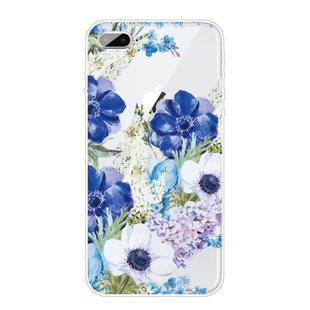 For iPhone 8 Plus / 7 Plus Pattern TPU Protective Case(Blue and White Roses)