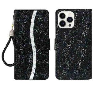 For iPhone 15 Pro Max Glitter Powder Filp Leather Phone Case(Black)