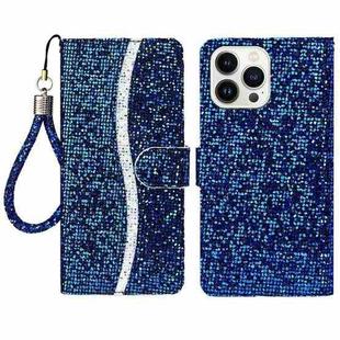 For iPhone 15 Pro Max Glitter Powder Filp Leather Phone Case(Blue)