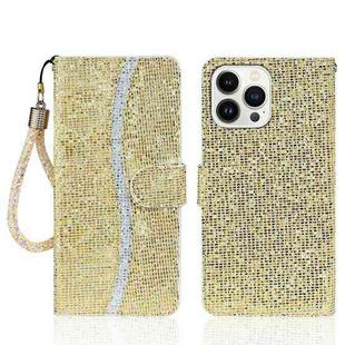 For iPhone 15 Pro Glitter Powder Filp Leather Phone Case(Gold)