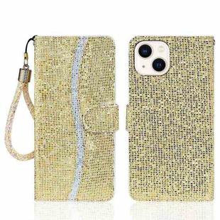 For iPhone 15 Plus Glitter Powder Filp Leather Phone Case(Gold)