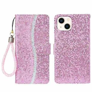 For iPhone 15 Glitter Powder Filp Leather Phone Case(Pink)