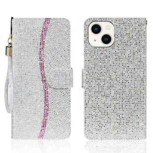 For iPhone 15 Glitter Powder Filp Leather Phone Case(Silver)