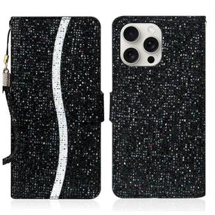 For iPhone 16 Pro Max Glitter Powder Filp Leather Phone Case(Black)