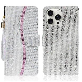 For iPhone 16 Pro Max Glitter Powder Filp Leather Phone Case(Silver)