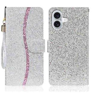 For iPhone 16 Plus Glitter Powder Filp Leather Phone Case(Silver)