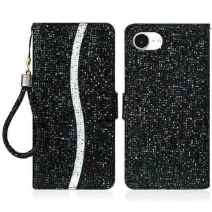 For iPhone 16e Glitter Powder Filp Leather Phone Case(Black)