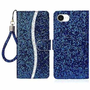 For iPhone 16e Glitter Powder Filp Leather Phone Case(Blue)