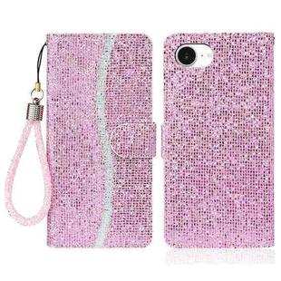 For iPhone 16e Glitter Powder Filp Leather Phone Case(Pink)