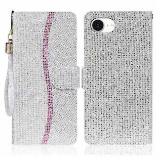 For iPhone 16e Glitter Powder Filp Leather Phone Case(Silver)