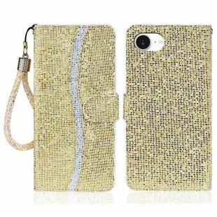For iPhone 16e Glitter Powder Filp Leather Phone Case(Gold)