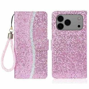 For iPhone 17 Pro Max Glitter Powder Filp Leather Phone Case(Pink)