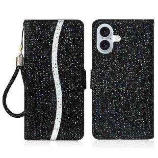 For iPhone 17 Glitter Powder Filp Leather Phone Case(Black)