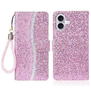 For iPhone 17 Glitter Powder Filp Leather Phone Case(Pink)