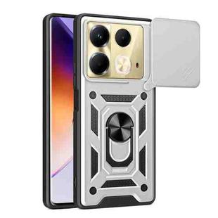 For Infinix Note 40 4G Sliding Camera Cover Design TPU+PC Phone Case(Silver)