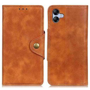 For Samsung Galaxy A05 4G Copper Buckle Sheepskin Texture Leather Phone Case(Brown)