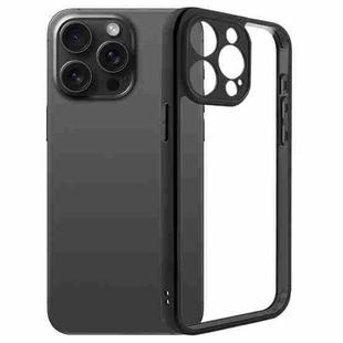 For iPhone 15 Pro Fine Pore Frosted TPU + Transparent PC Phone Case(Black)
