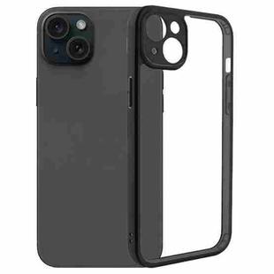 For iPhone 15 Plus Fine Pore Frosted TPU + Transparent PC Phone Case(Black)