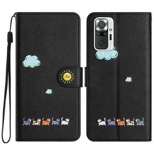 For Xiaomi Redmi Note 10 Pro 4G Cartoon Cats Leather Phone Case(Black)