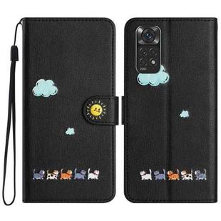 For Xiaomi Redmi Note 11s Cartoon Cats Leather Phone Case(Black)