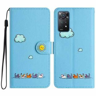 For Xiaomi Redmi Note 11 Pro Global Cartoon Cats Leather Phone Case(Blue)