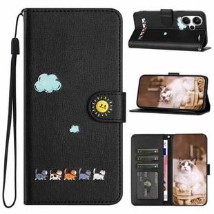 For Xiaomi Redmi Note 13 Pro+ Cartoon Cats Leather Phone Case(Black)