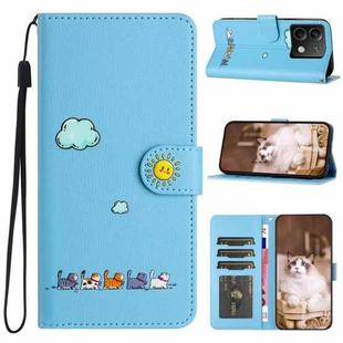 For Xiaomi Redmi Note 13 Pro 5G Cartoon Cats Leather Phone Case(Blue)