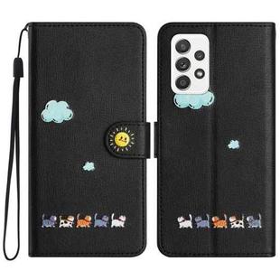 For Samsung Galaxy A52 5G / 4G Cartoon Cats Leather Phone Case(Black)