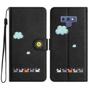 For Samsung Galaxy Note9 Cartoon Cats Leather Phone Case(Black)