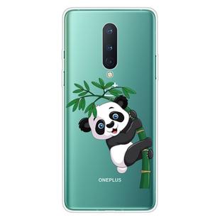 For OnePlus 8 Shockproof Painted Transparent TPU Protective Case(Panda Climbing Bamboo)