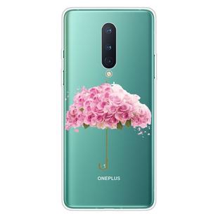 For OnePlus 8 Shockproof Painted Transparent TPU Protective Case(Flower Umbrella)
