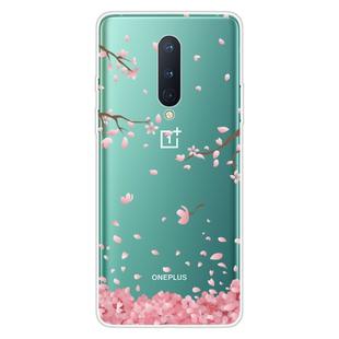 For OnePlus 8 Shockproof Painted Transparent TPU Protective Case(Cherry Blossoms Fall)