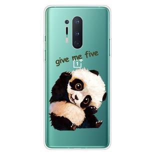 For OnePlus 8 Pro Shockproof Painted Transparent TPU Protective Case(Tilted Head Panda)