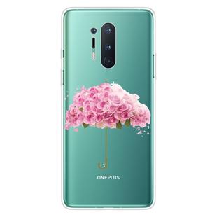 For OnePlus 8 Pro Shockproof Painted Transparent TPU Protective Case(Flower Umbrella)