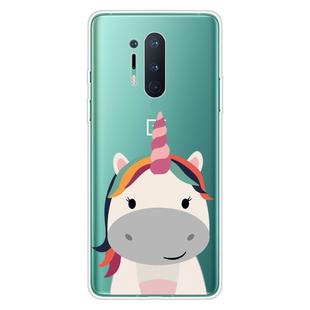 For OnePlus 8 Pro Shockproof Painted Transparent TPU Protective Case(Fat Unicorn)