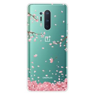 For OnePlus 8 Pro Shockproof Painted Transparent TPU Protective Case(Cherry Blossoms Fall)