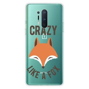 For OnePlus 8 Pro Shockproof Painted Transparent TPU Protective Case(Fox Head)