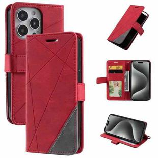 For iPhone 15 Pro Max Skin Feel Splicing Leather Phone Case(Red)