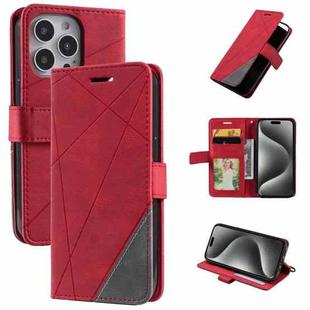 For iPhone 15 Pro Skin Feel Splicing Leather Phone Case(Red)