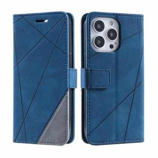 For iPhone 16 Pro Max Skin Feel Splicing Leather Phone Case(Blue)