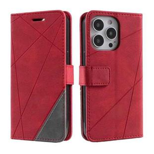 For iPhone 16 Pro Max Skin Feel Splicing Leather Phone Case(Red)