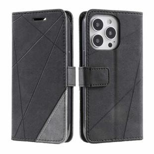 For iPhone 16 Pro Max Skin Feel Splicing Leather Phone Case(Black)