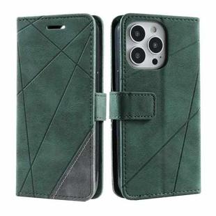 For iPhone 16 Pro Max Skin Feel Splicing Leather Phone Case(Green)